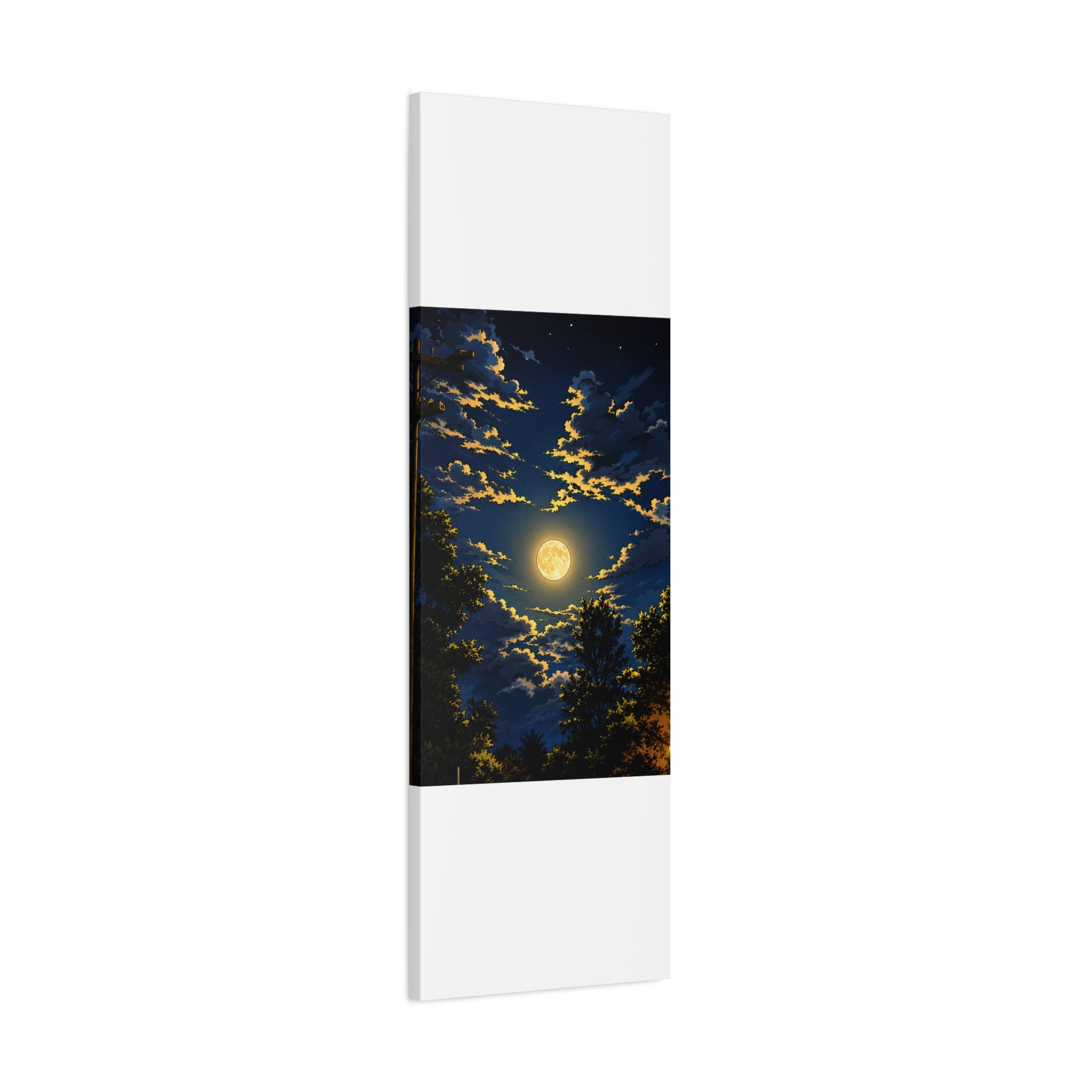 Moonlit Night Canvas Wall Art — Full Moon Sky Matte Stretched Print