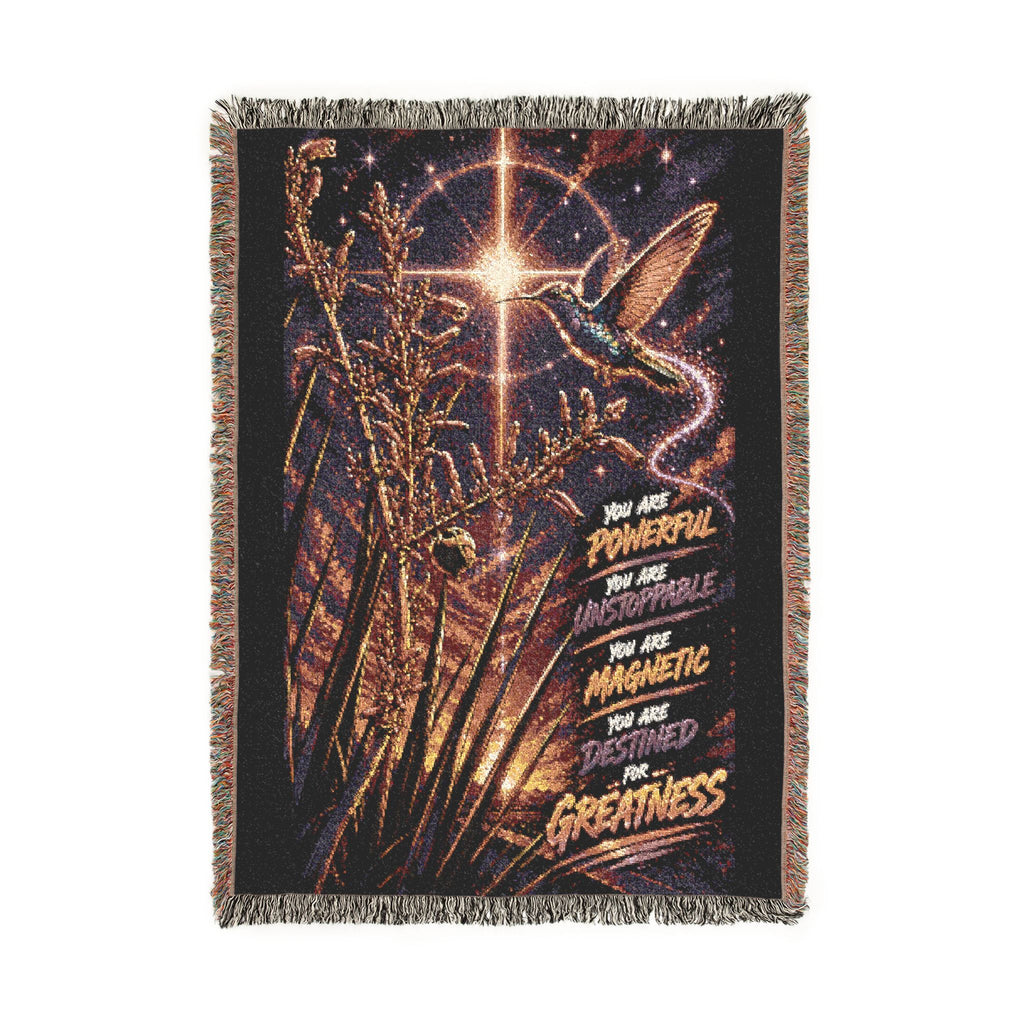 Celestial Feather Woven Blanket – Starry Night Decorative Throw