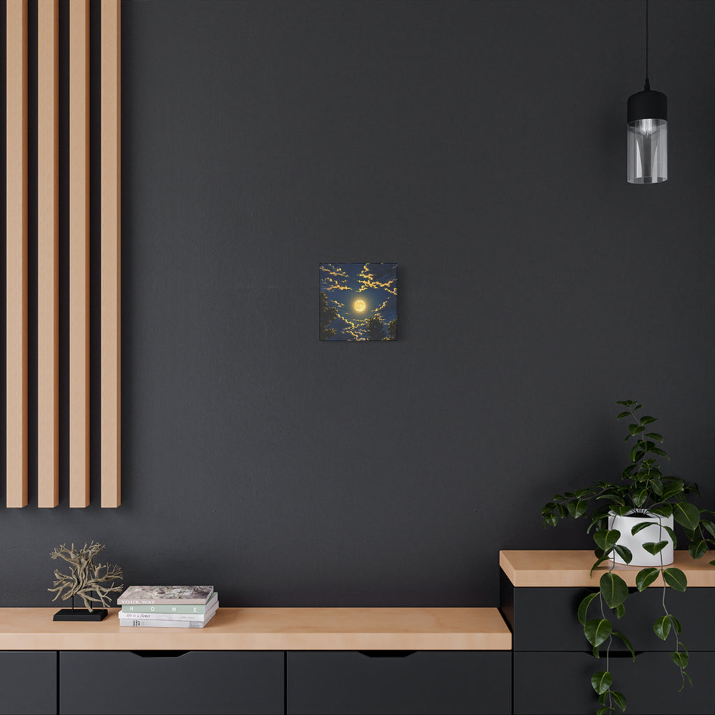 Moonlit Night Canvas Wall Art — Full Moon Sky Matte Stretched Print