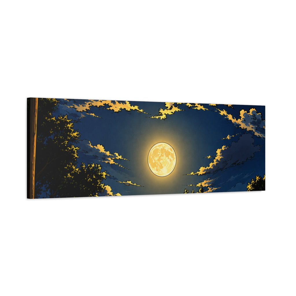 Moonlit Night Canvas Wall Art — Full Moon Sky Matte Stretched Print