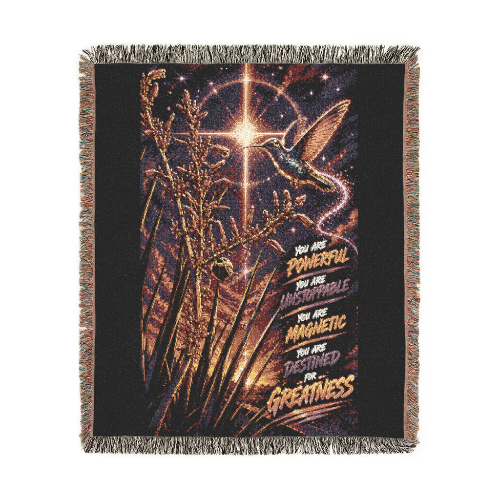 Celestial Feather Woven Blanket – Starry Night Decorative Throw