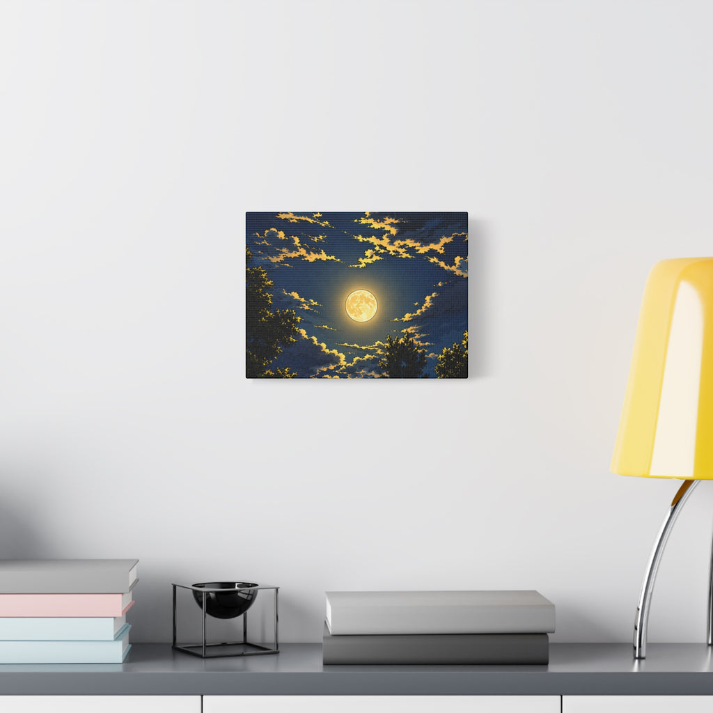 Moonlit Night Canvas Wall Art — Full Moon Sky Matte Stretched Print