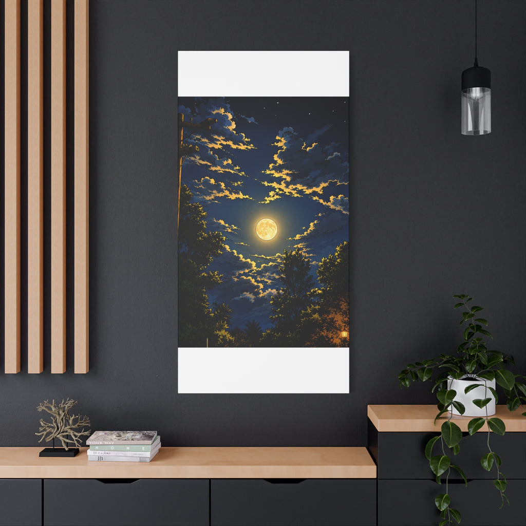 Moonlit Night Canvas Wall Art — Full Moon Sky Matte Stretched Print