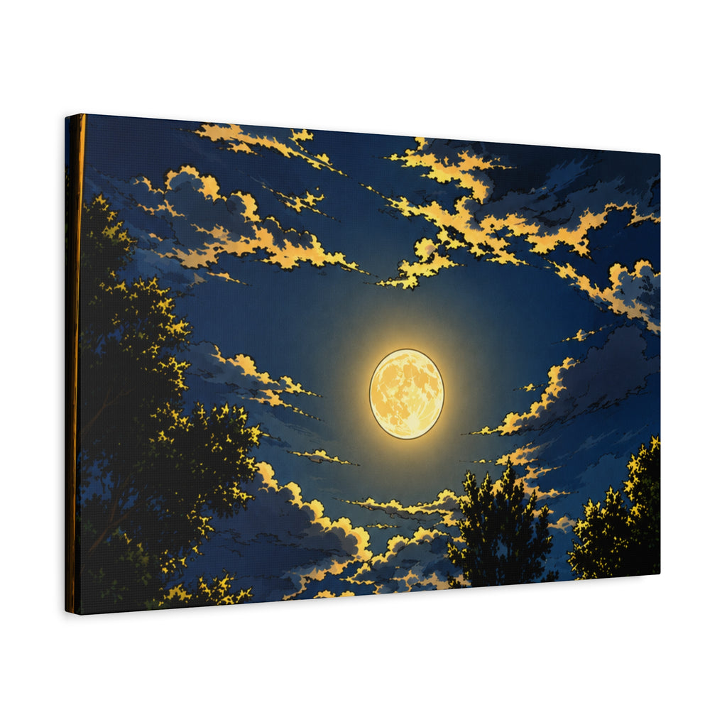 Moonlit Night Canvas Wall Art — Full Moon Sky Matte Stretched Print