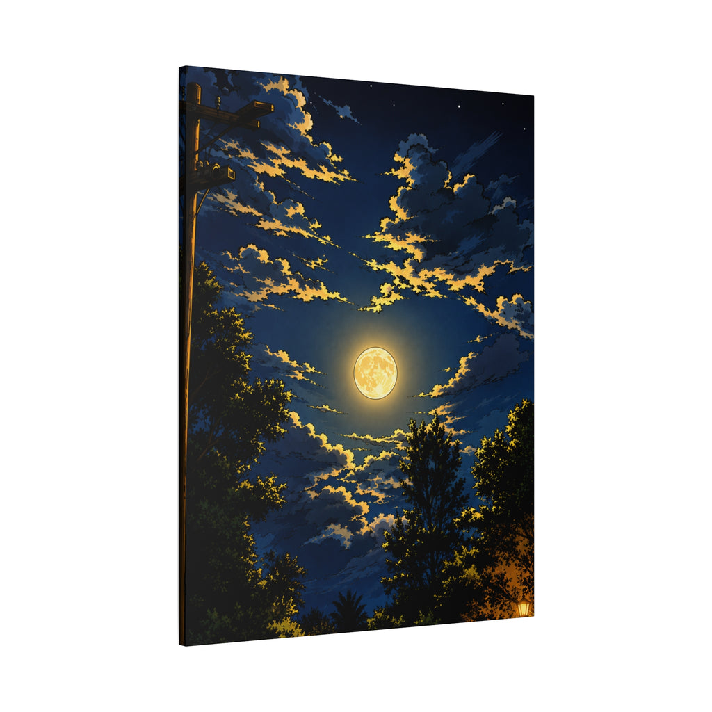 Moonlit Night Canvas Wall Art — Full Moon Sky Matte Stretched Print