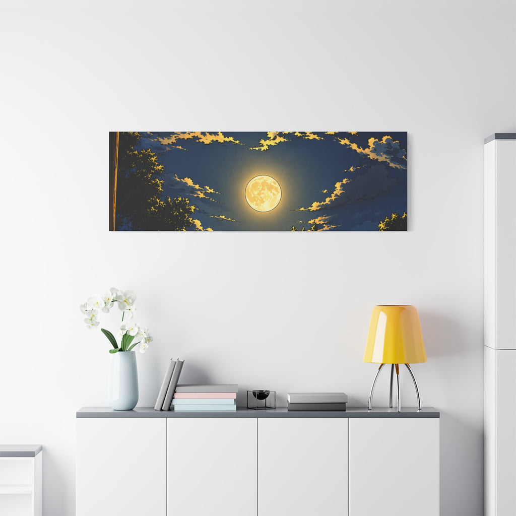 Moonlit Night Canvas Wall Art — Full Moon Sky Matte Stretched Print
