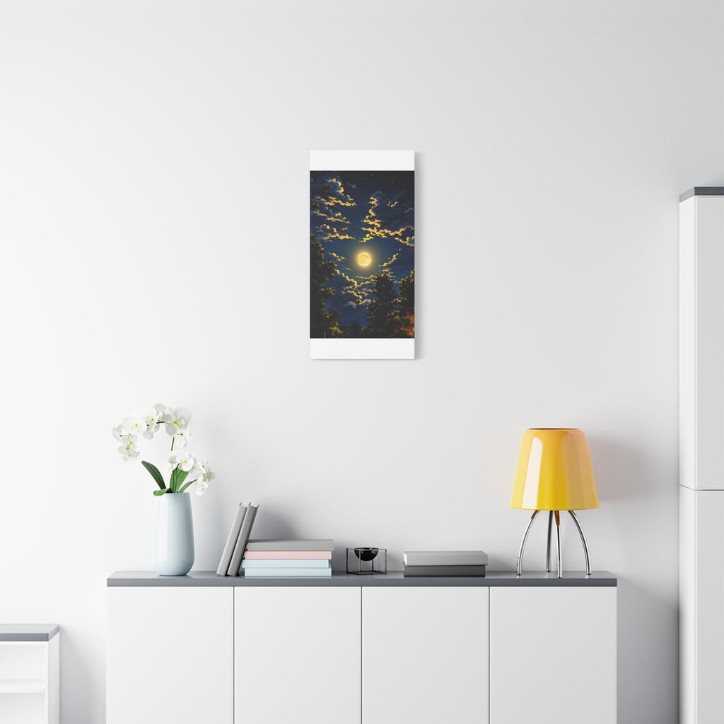 Moonlit Night Canvas Wall Art — Full Moon Sky Matte Stretched Print