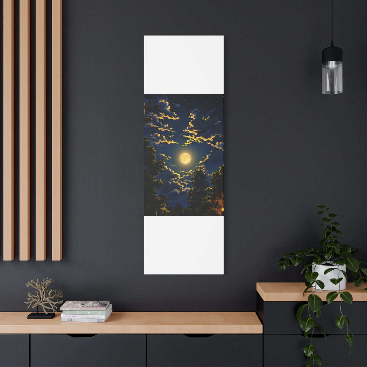 Moonlit Night Canvas Wall Art — Full Moon Sky Matte Stretched Print