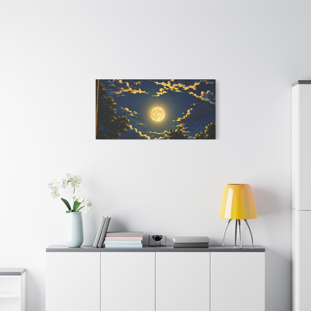 Moonlit Night Canvas Wall Art — Full Moon Sky Matte Stretched Print