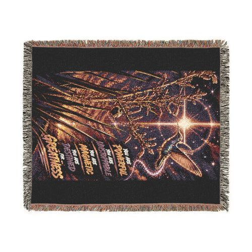 Celestial Feather Woven Blanket – Starry Night Decorative Throw