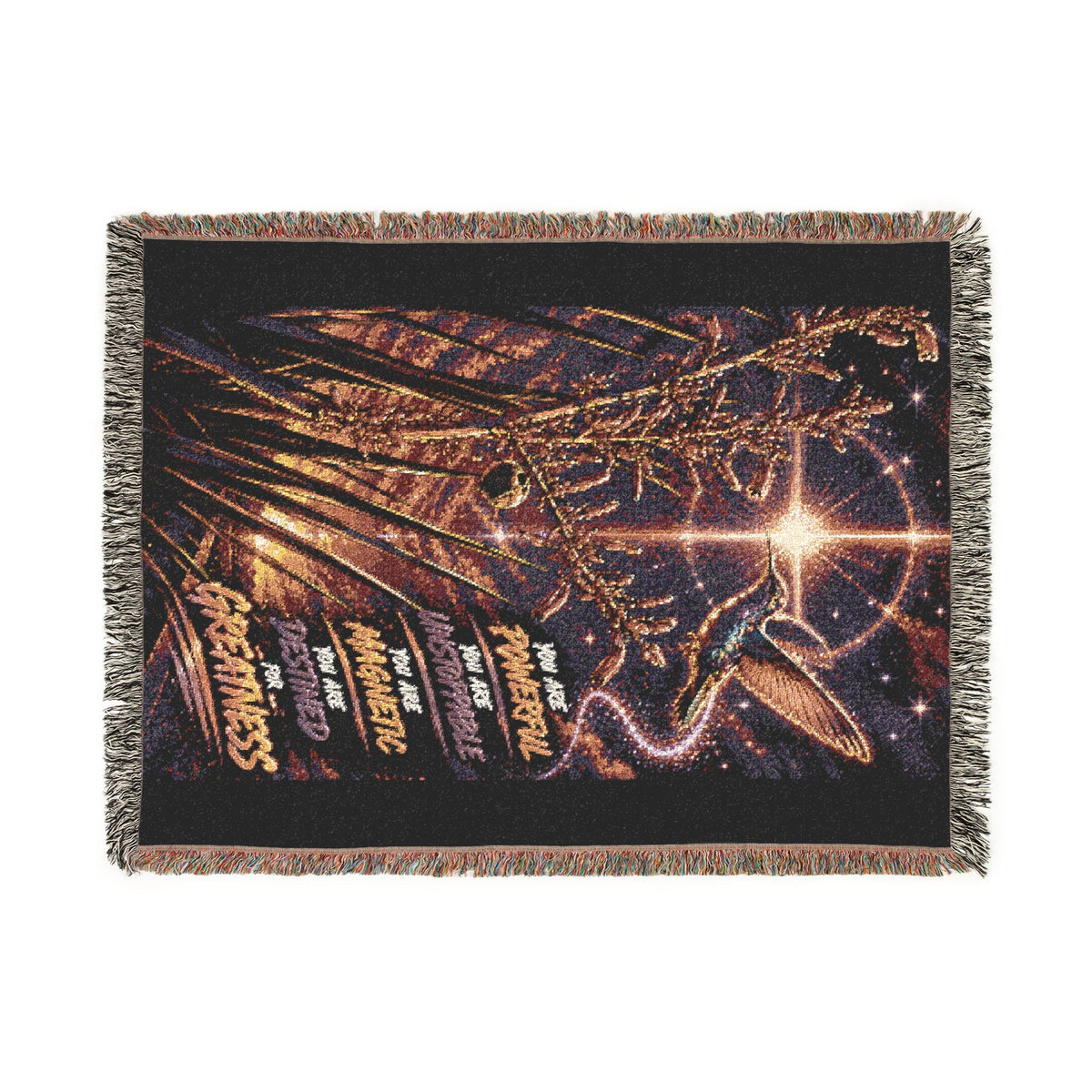 Celestial Feather Woven Blanket – Starry Night Decorative Throw