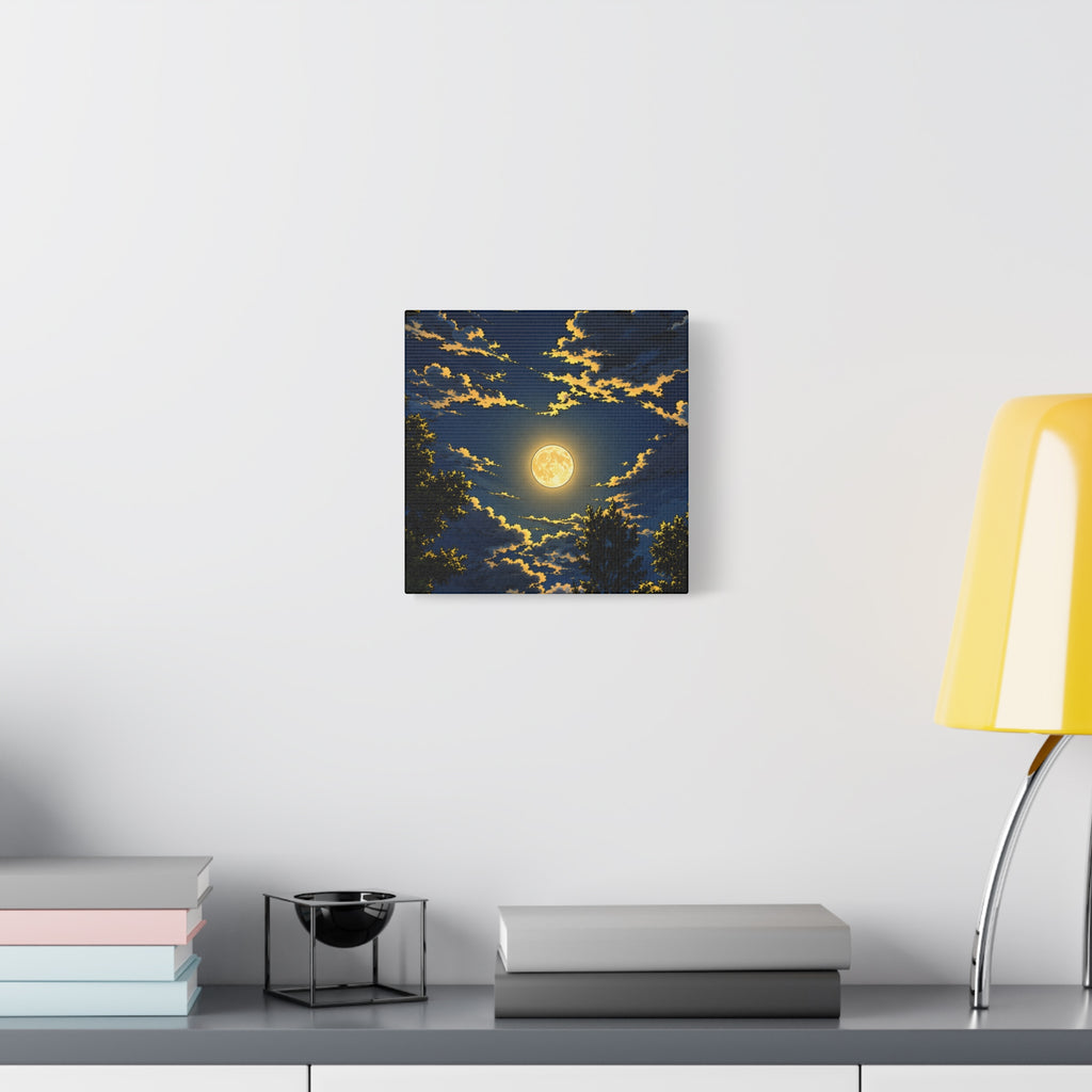 Moonlit Night Canvas Wall Art — Full Moon Sky Matte Stretched Print