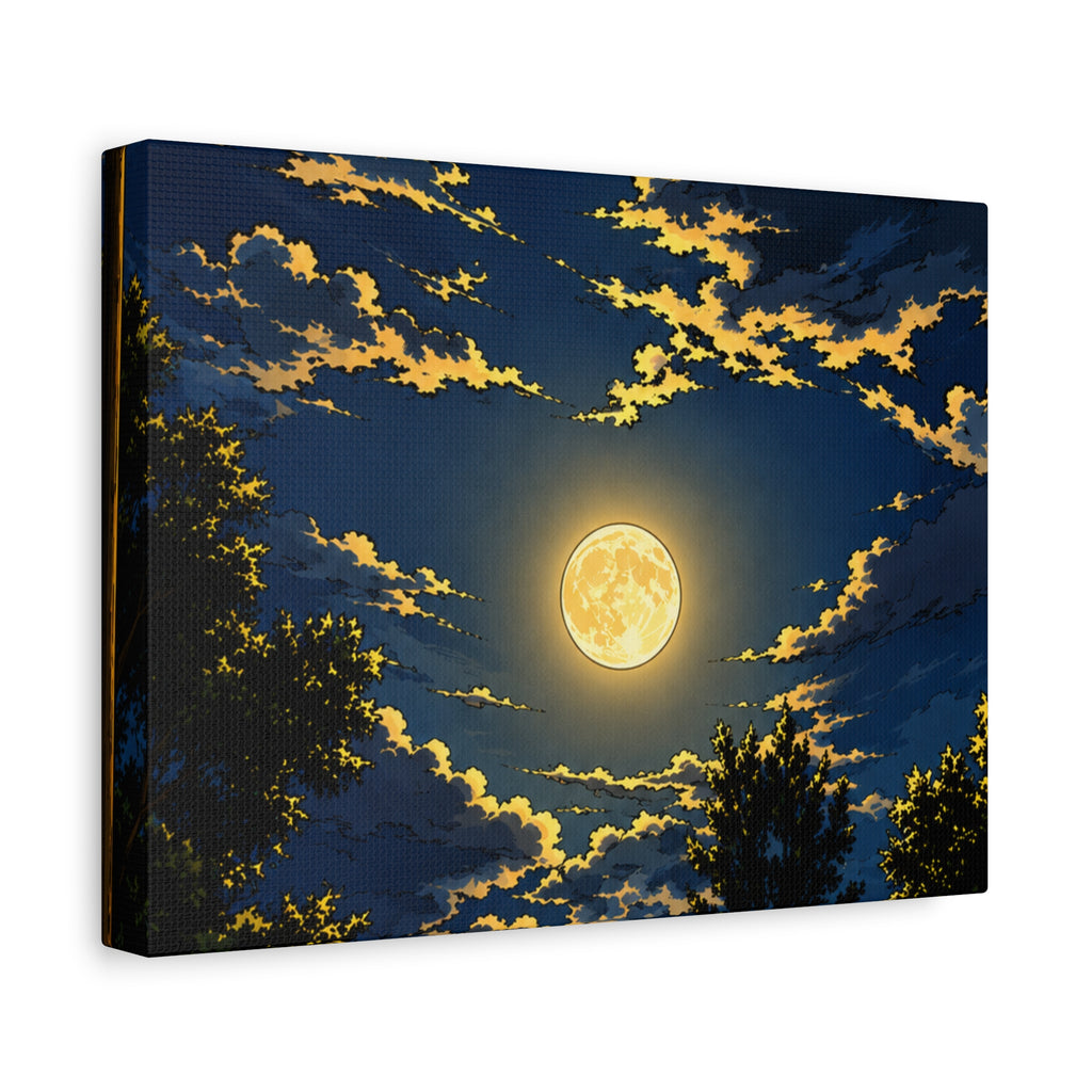 Moonlit Night Canvas Wall Art — Full Moon Sky Matte Stretched Print