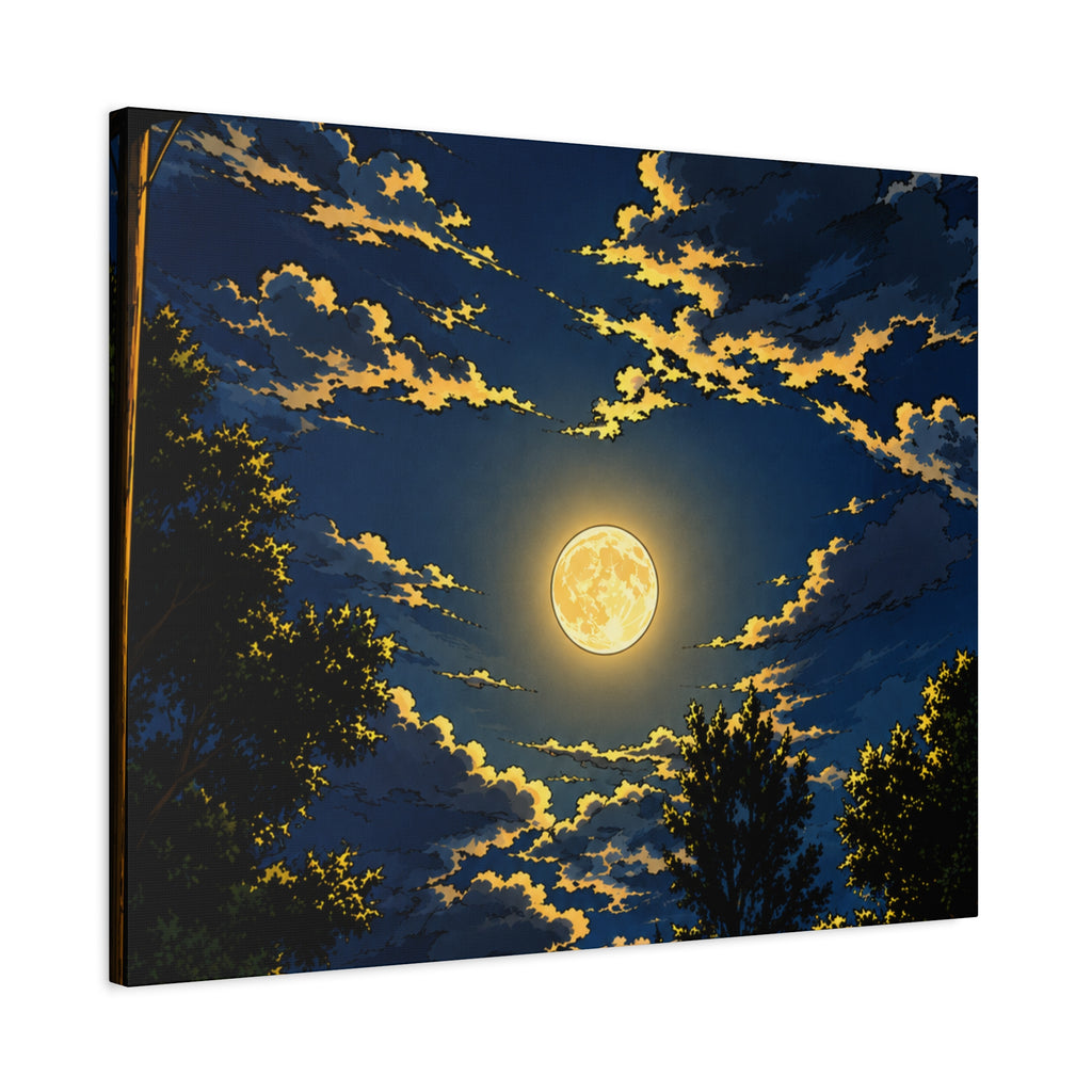 Moonlit Night Canvas Wall Art — Full Moon Sky Matte Stretched Print