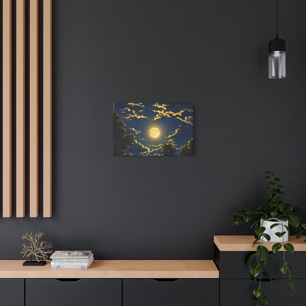 Moonlit Night Canvas Wall Art — Full Moon Sky Matte Stretched Print