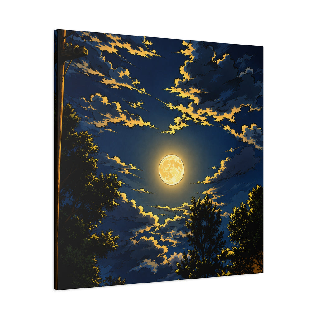 Moonlit Night Canvas Wall Art — Full Moon Sky Matte Stretched Print