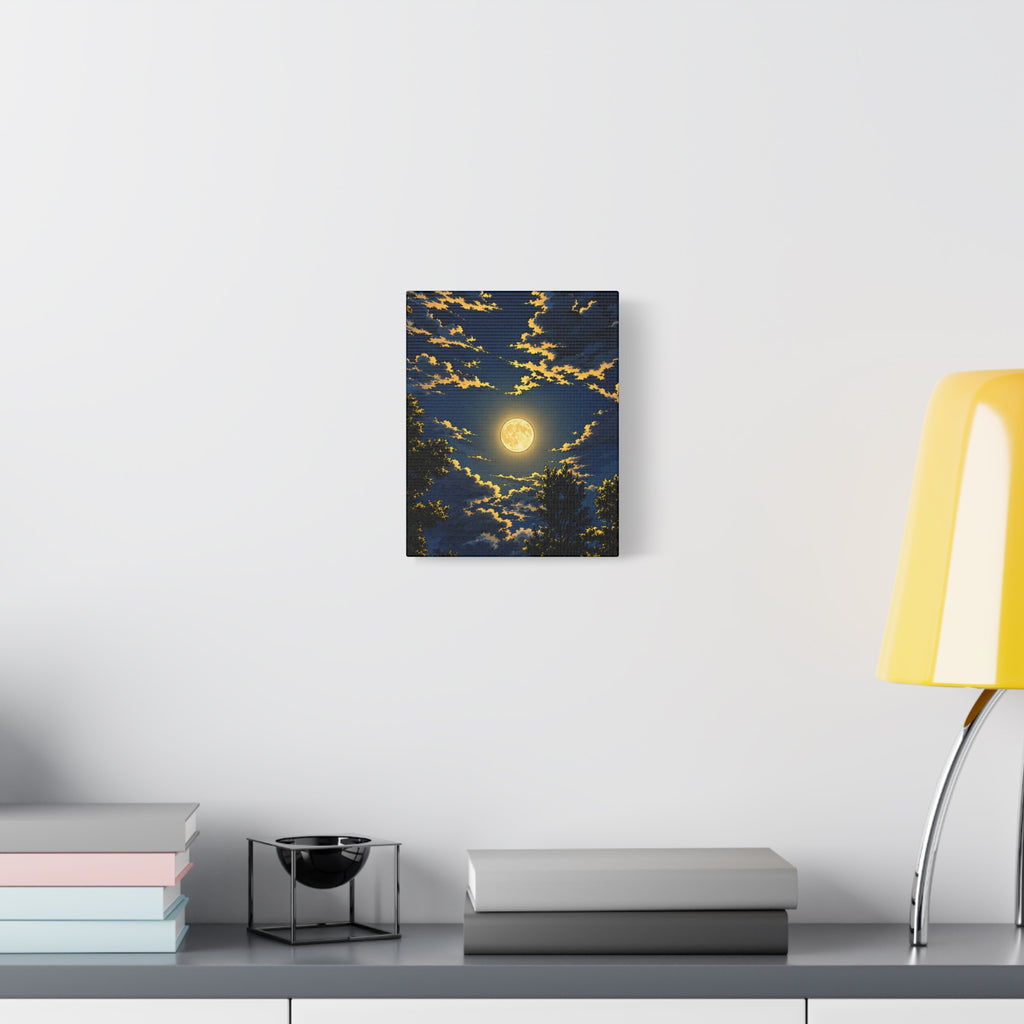 Moonlit Night Canvas Wall Art — Full Moon Sky Matte Stretched Print