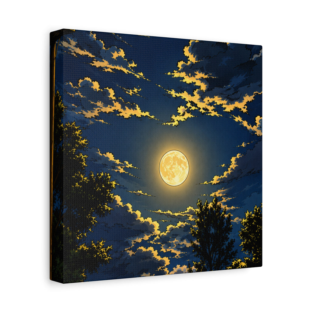 Moonlit Night Canvas Wall Art — Full Moon Sky Matte Stretched Print