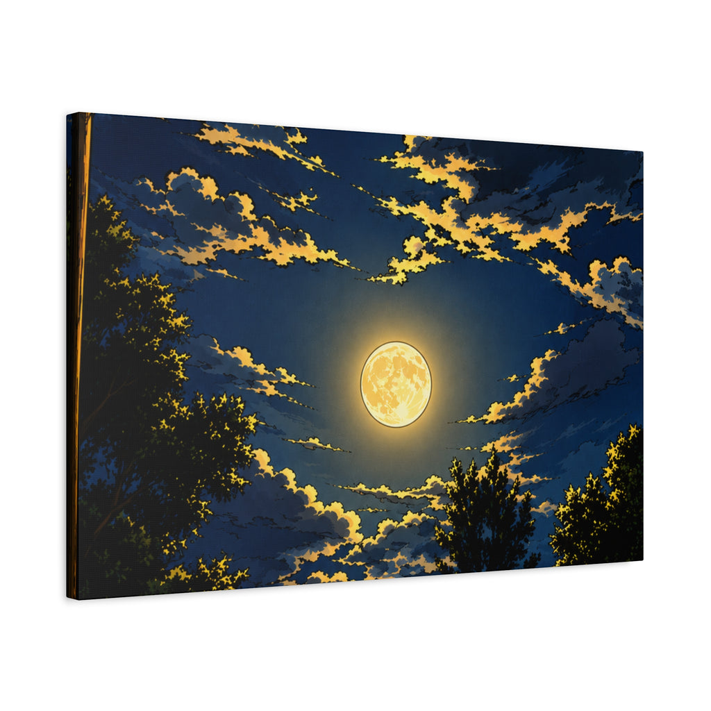 Moonlit Night Canvas Wall Art — Full Moon Sky Matte Stretched Print