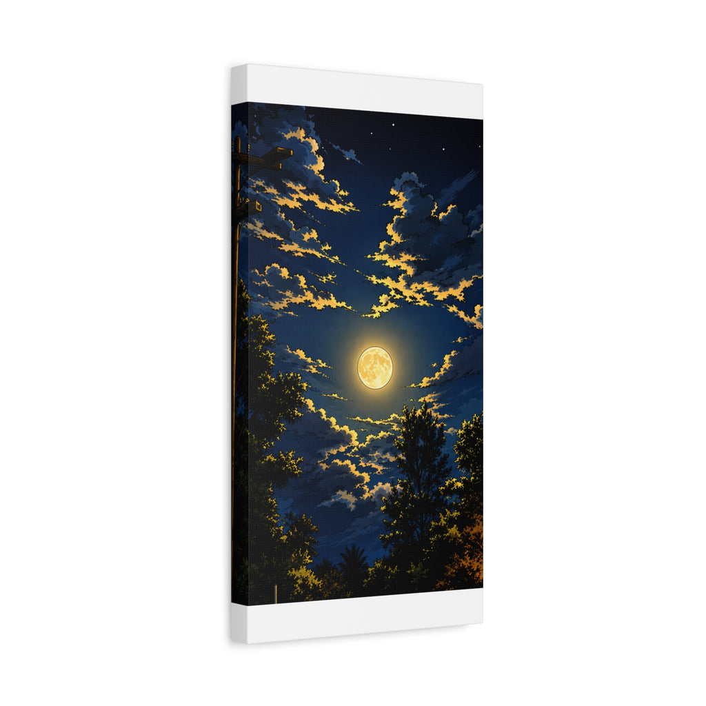 Moonlit Night Canvas Wall Art — Full Moon Sky Matte Stretched Print