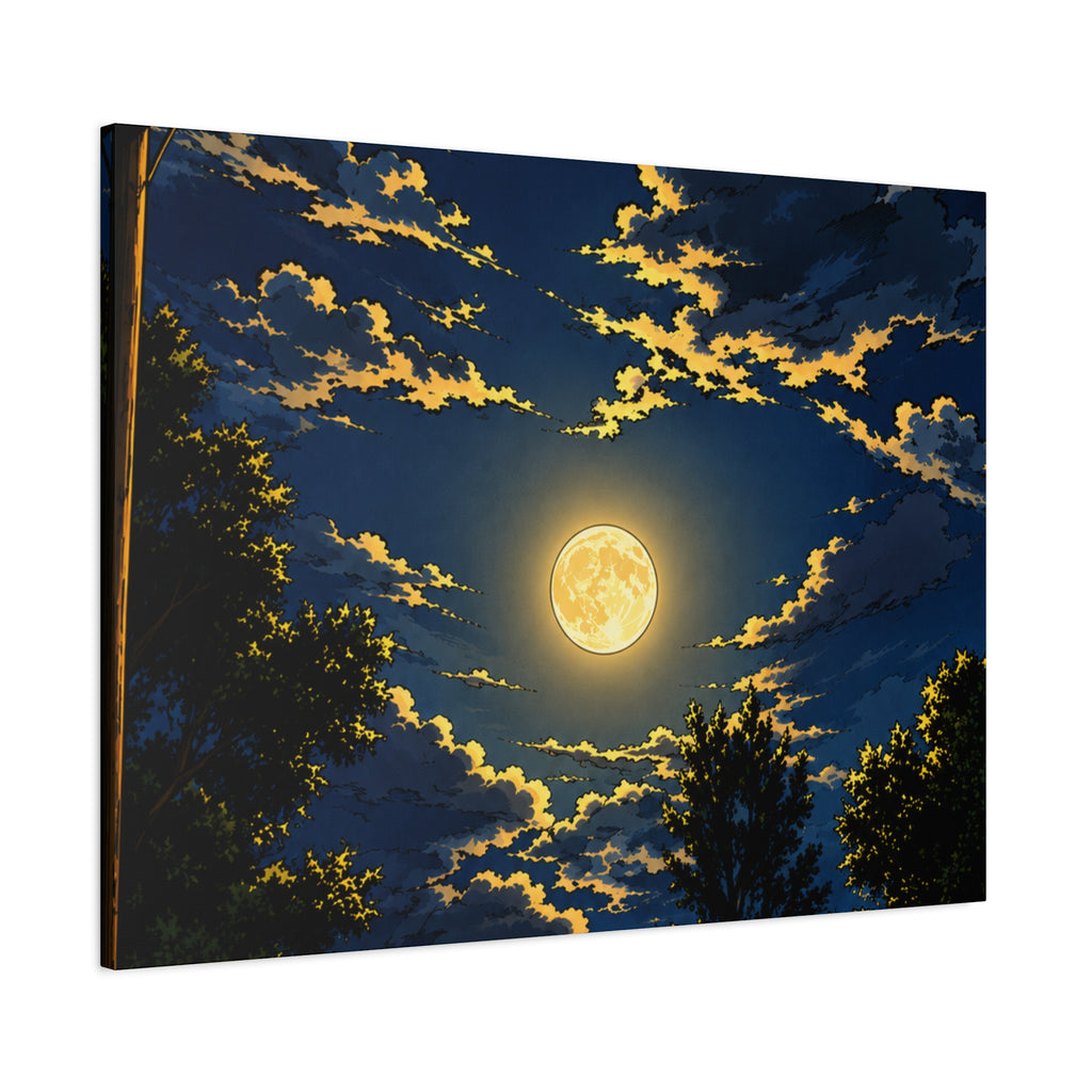 Moonlit Night Canvas Wall Art — Full Moon Sky Matte Stretched Print